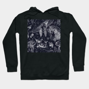 Goth mushroom girl with horns and eyes moth Hoodie